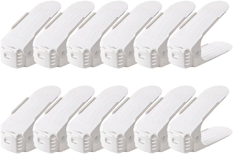 Shoe Slots Organizer,3 Heights Shoe Rack Finishing Rack Household Adjustable Plastic Shoe Holder Dormitory Shoe Space Saving, Non-Slip (Color : A) (D)