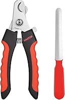 HAWATOUR Dog Nail Clippers for Large Dogs - Safety Guard, Razor-Sharp Blades & Nail File, Anti-Slip Grip, Red