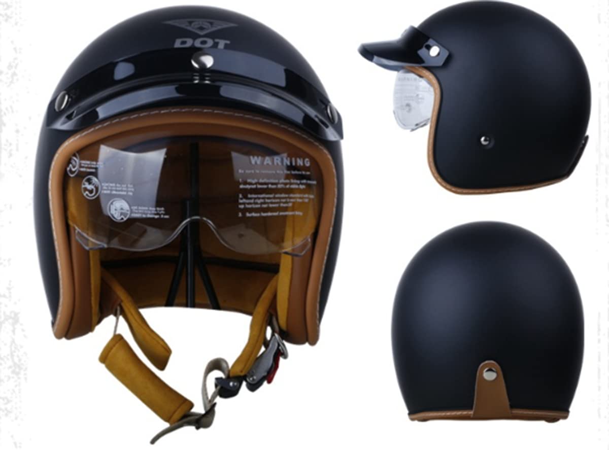 Demi Casque Casque Moto avec Visière Vintage Casques Bols Homologué ECE Casque Mobylette Ouvert Demi Casque Homme Femme Casque Jet pour Cruiser Hélicoptère Scooter