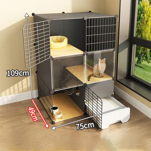 Cage pour chat à monter soi-même avec litière intégrée | Solution gain de place - 7
