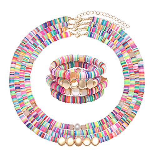 Collier ras du cou Heishi en polymère d'argile, le cadeau arc-en-ciel pour fille