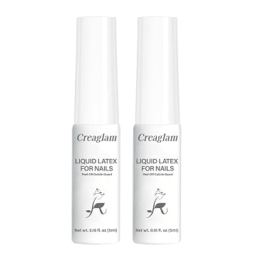 Creaglam Liquid Latex for Nails - 2-Pack Set - Quick-Dry, Peel Off Cuticle Guard & Nail Polish Barrier Protector for Flawless Manicures & Nail Art 2 x 5ML Bottles