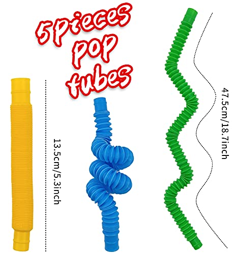 Zayin Mini-Pop-Röhrchen, sensorisches Spielzeug, leuchtendes Pop-Röhrchen, buntes Stretch-Pfeife, pädagogisches Kinderspielzeug, interessantes elastisches sensorisches - (pop Röhrchen*5)