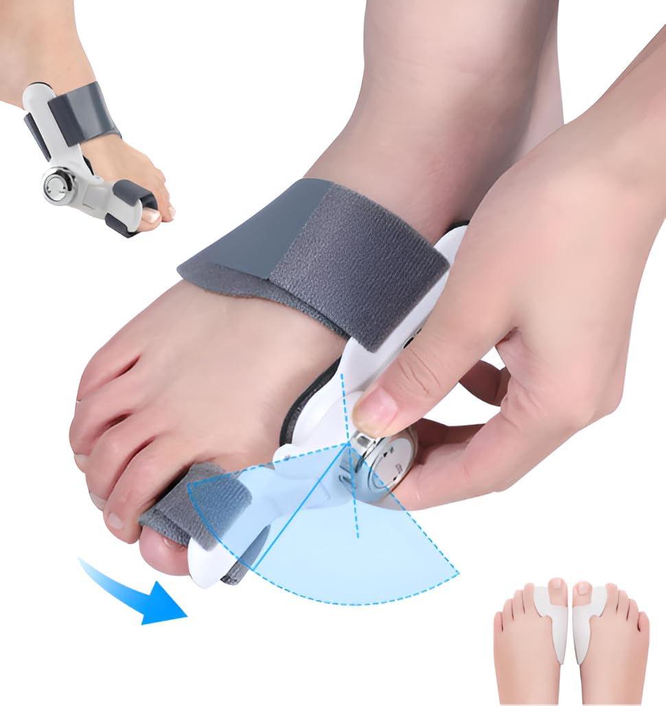 Bodytecni Corrector de Juanetes - Corrector Juanetes Pomo Ajustable - Férula para Juanetes - Hallux Valgus Correctores - Corrector Alivio Dolor Tratamiento Juanetes - Separadores Dedos Pie Silicona