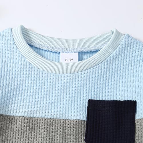 Image of Kid Toddler Boy Clothes Color Block Sweatshirt and Casual Pants 2Pcs Boys Fall Winter Outfits 1-5T