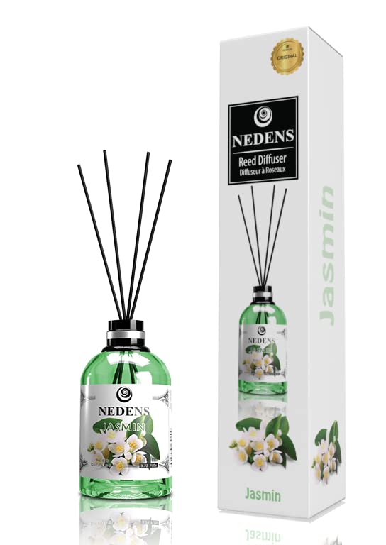 NEDENS Mikado - Varitas aromáticas de 110 ml – Ambientador con 4 varillas de bambú, fragancia duradera, botella de cristal decorativa, intensidad regulable, ideal para salón, baño, pasillo y oficina