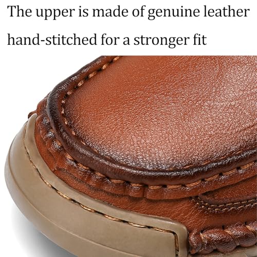 Men's Genuine Leather Lace up Casual Shoes Comfort Round Toe Lug Sole Handmade Loafers Outdoor Work Non Slip Driving Shoes3