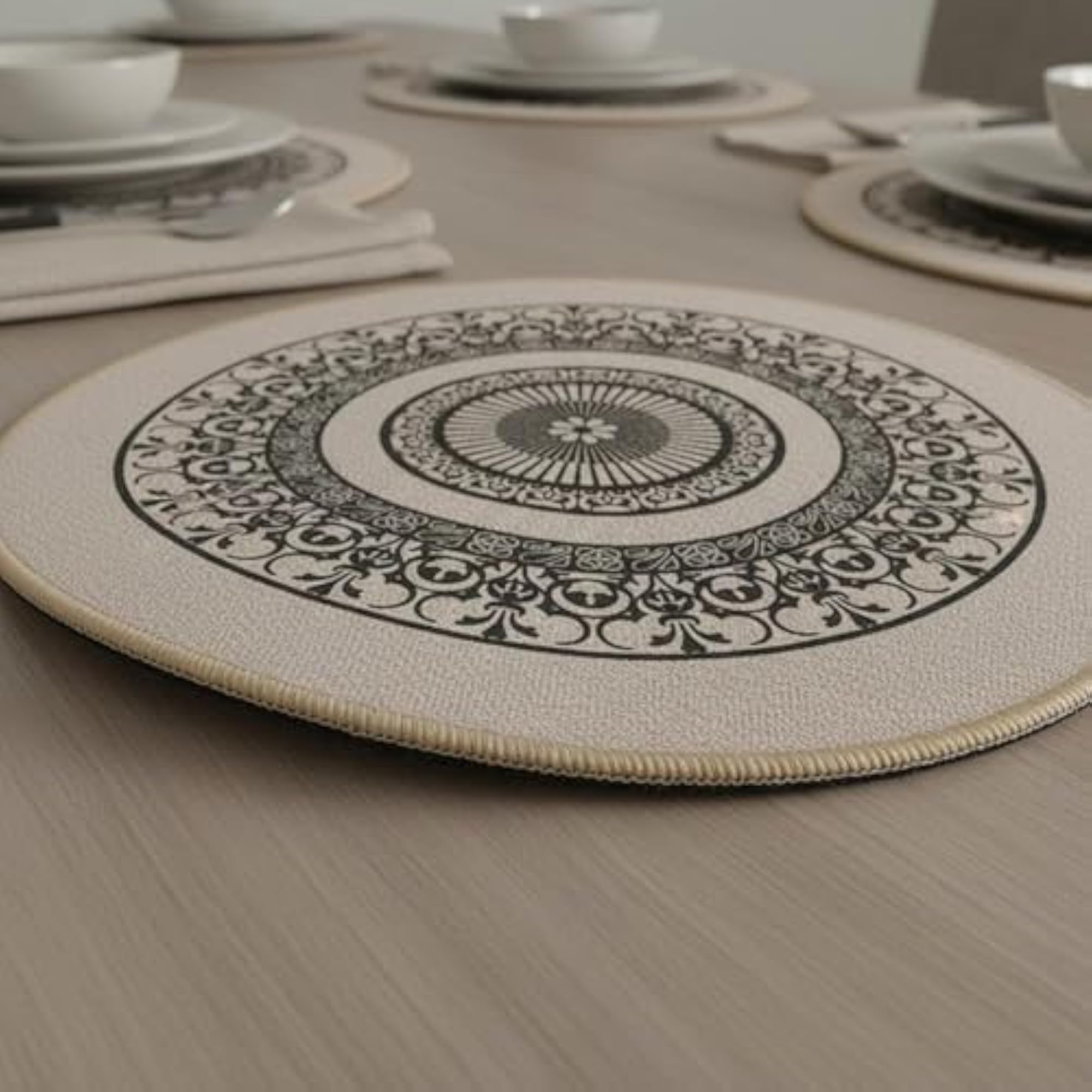 Faux Linen Rubber Placemat, Easy to Clean Table Mat