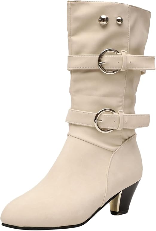 Amazon.com: Fullwei Botas para mujer, botas de terciopelo con punta de  vaquero para mujer, tacón bajo grueso, hebilla occidental, botas de  equitación para motocicleta (beige, 7) : Ropa, Zapatos y Joyería