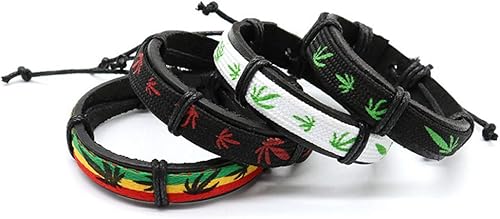 Pulsera de 420 hojas, 4 piezas, Cuero