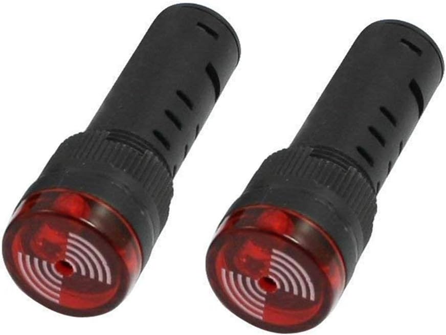 AC 12V Signal Light Red LED Indicator Flashing Buzzer 2 Pcs