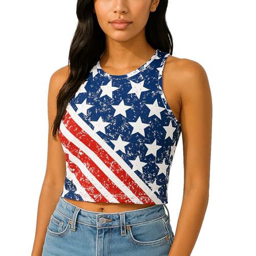 4th of July Patriotic Tank Tops for Women Vintage...