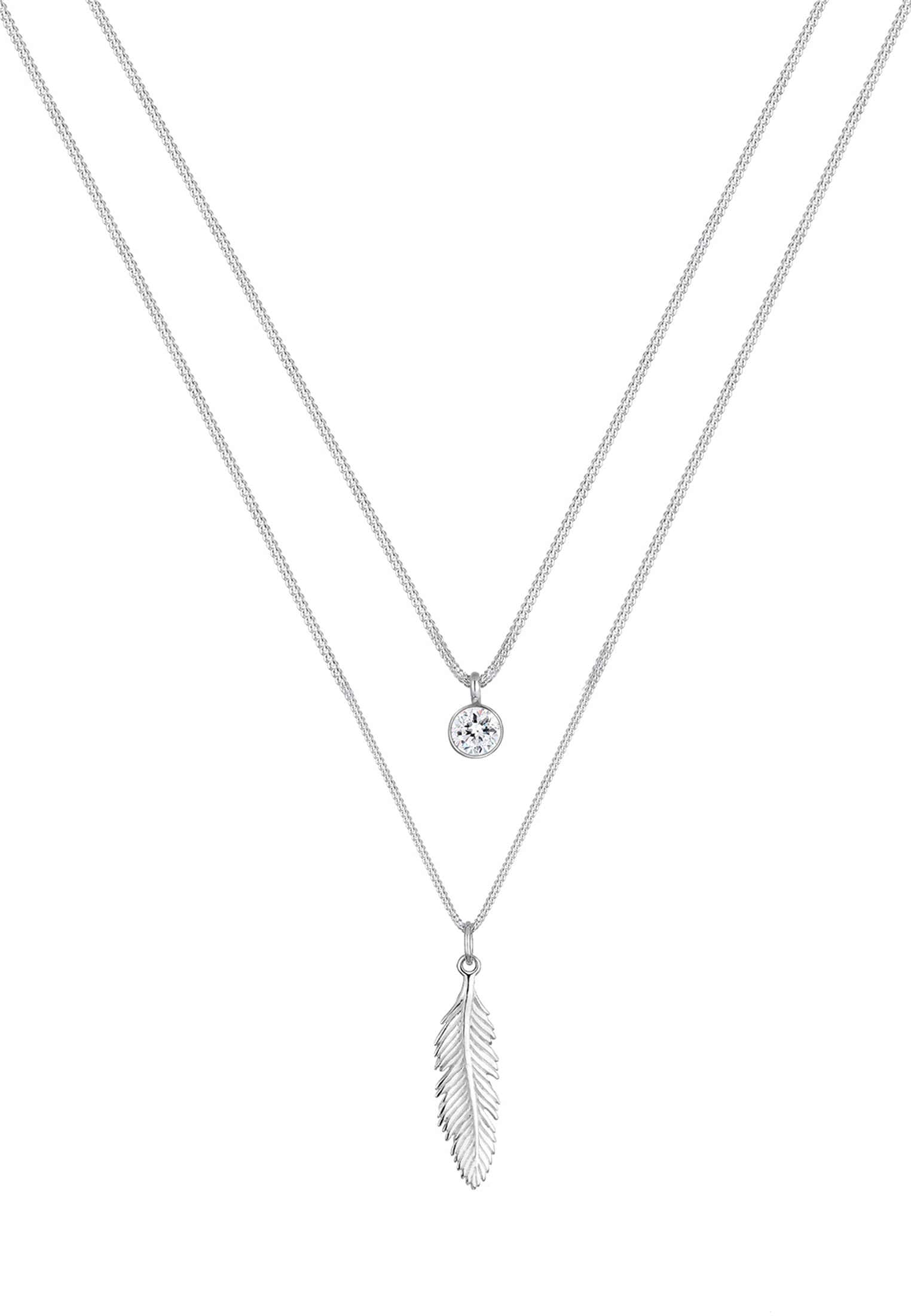 Elli Damen Halskette Feder Boho mit Kristall