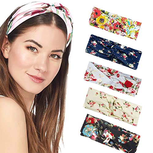 Headband Women Vintage Flower Headband Printed Head Scarf El