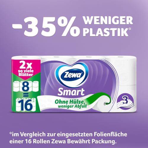 Zewa Smart Toilettenpapier Ohne Hülse, Großpackung Mit 48 Rollen (6 x 8 x 300 Blatt) – Ansicht 3