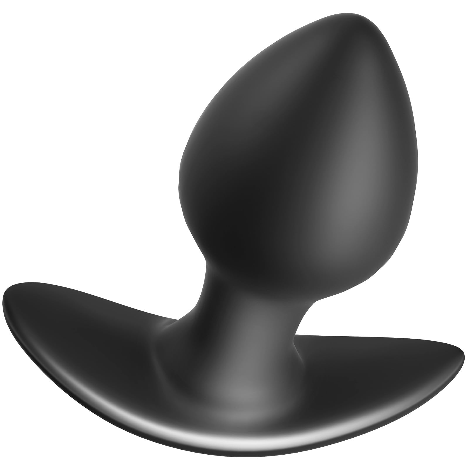 Anal Plug for Comfortable Long-Term Wear Butt Plug with Safe Curved Base Slender Stem Black Silicone Prostate Massager
