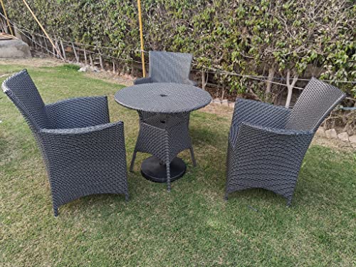 Image of Artic Fashion D-42 Chairs Table Set 4+1 Wicker Patio Furniture Sets 4 Chair and 1 Table for Garden Balcony Bedroom Powder Coated Frame Uv Protected Wicker (Grey+Green)