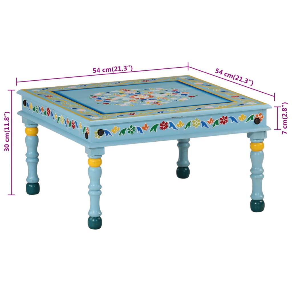 vidaXL Mesa de Centro Madera Maciza de Mango Turquesa Pintada a Mano, Mesa Auxiliar, Mesa de café de Madera, Mesa de Centro, Mesa de sofá