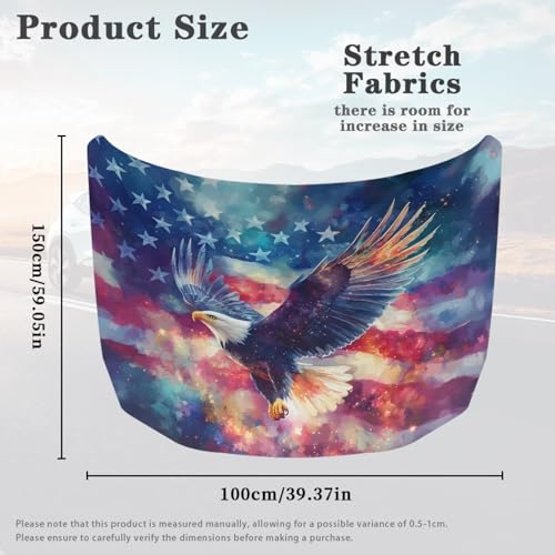 Image of American Flag Eagle Truck Hood Wraps for Cars Hood Wrap Protector Washable Car Hook Elastic Fabrics Can be Washed Hook Wraps