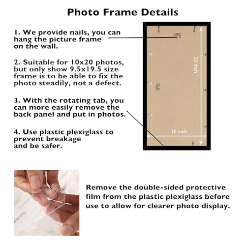 Image of JCJMY 10x20 Picture Frame Black for Photo and Poster, Horizontal and Vertical Formats for Wall Hanging, 10 x 20 Wall Gallery Frame for Photos