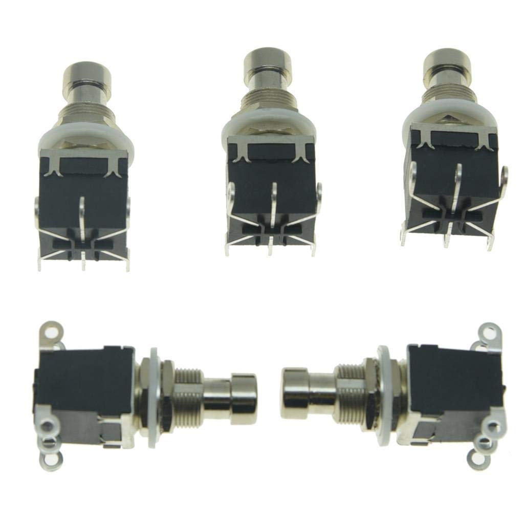 KAISH Pack of 5 Latching Stomp 6-Pin DPDT Side Terminals Guitar Effect Pedal Switch Footswitches Black - Image 2