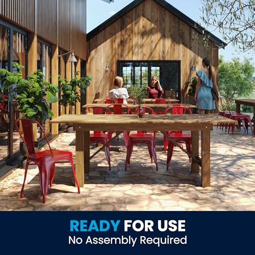 Flash Furniture XA-F-84X40-GG Hercules Series 7' X 40 Inch Rustic Solid Pine Folding Dining Table thumb #6
