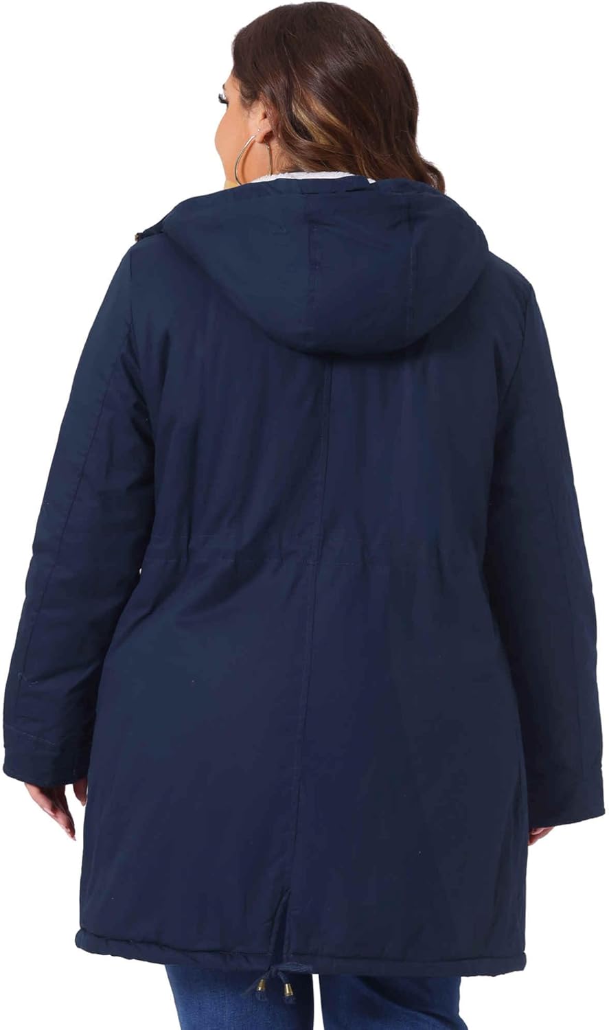 Agnes Orinda Women's Plus Size Parkas Jackets Faux Fur Lined Long Coats Casual Anorak Coat Outwear with Hood