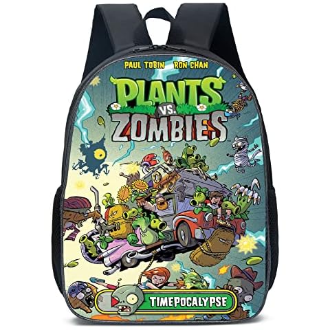 Plants and Zombies Backpacks Kids School Backpack School Bag Cartoon Zombies School Bags Stationery Storage Backpack Schoolbag for Elementary and Middle School Students Cover