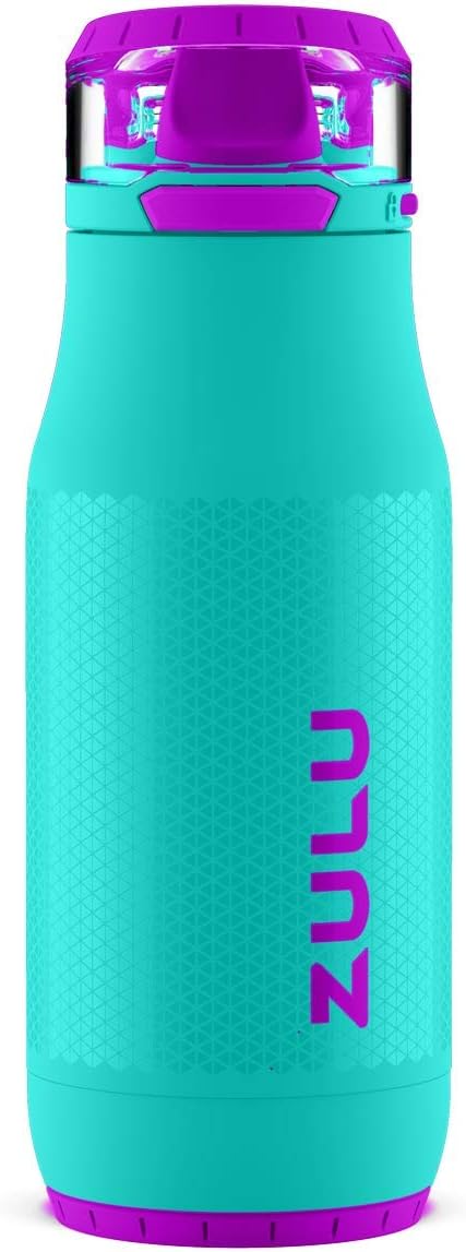 ZULU Chase Stainless Steel Leak Proof Kids Water Bottle with Anti-Microbial Spout and Flip Lid, 14 Ounce, Aquaviva