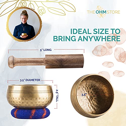 Ohm Store Conjunto de tigela tibetana para cantar — Tigela sonora de meditação feita à mão no Nepal