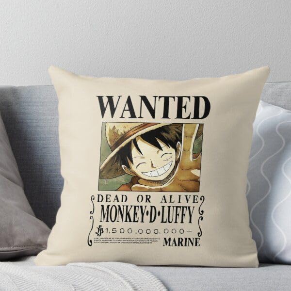 CRAFT MANIACS ONE Piece Wanted Luffy 16 * 16 Pillow with Cover | UBER Cool Merch for ONE Piece Anime Lovers-picture-30