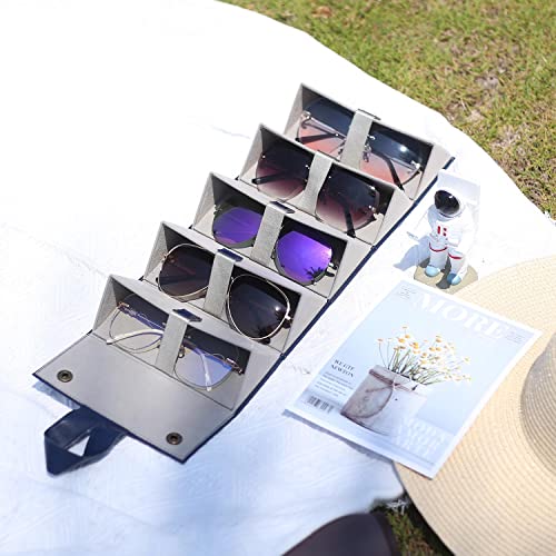 Besforu Sunglass Case For Men Or Women Hard Multi Eyeglasses Case Box Portable 5 Slot Glasses Organizer Holder Eyewear Bag (Blue) #TOP5
