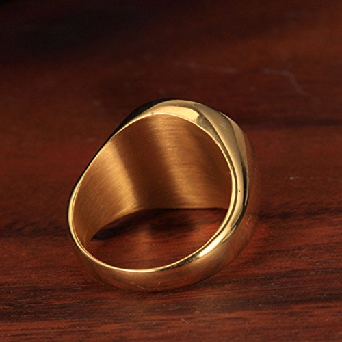 JAJAFOOK Mens Vintage Round Compass Signet Ring, Stainless Steel Nautical Compass Rings4