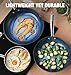 HLAFRG Nonstick Frying Pan 12 Inch with Lid, Ceramic Non Stick Frying pans, Omelet Pan, Even Heating and Less Oil, Suitable for All Stoves, Oven Safe, Gradient Blue
