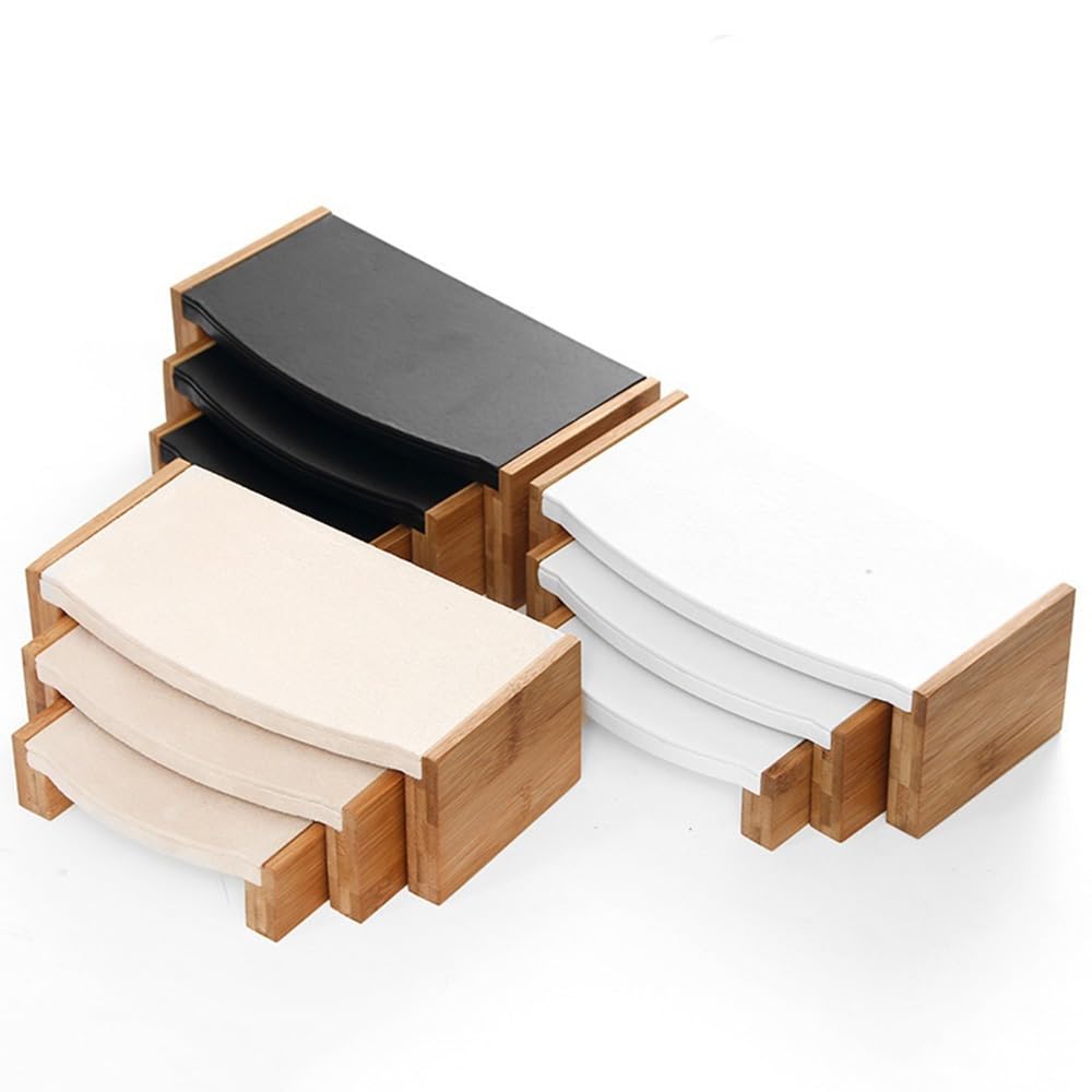 Torri dei gioielli Set di raschietti for gioielli in 3 pezzi Supporti a più livelli in legno for desktop