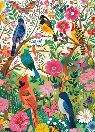 Image of Bullglesup Puzzles for Adults 1000 Pieces, Seamless Birds Jigsaw with Poster Letter on Back, Unique Pieces Fit Well No Dust (27.5"x19.6")