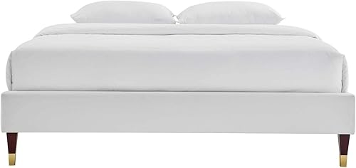 Miniatura 61 de Modway MOD-6271-WHI Harlow - Marco de cama con plataforma de terciopelo de alto rendimiento, color blanco Blanco,Carbón vegetal,Rosa (Dusty