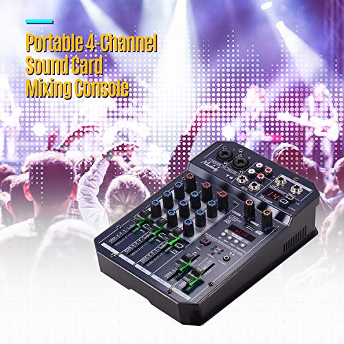 Lepeuxi T4 Draagbare 4-kanaals audio-mixer, 16 DSP, 48 V, fantoompower, ondersteunt BT MP3-speler, opnamefunctie 5 V… - Image 6