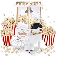 NK Macchina per Popcorn Retro 1.200W ad Aria Calda - Macchina Pop Corn Elettrica Senza Olio, 0.3L, Pronta in 2 Minuti, Design Vintage Compatto per Casa (Bianco)