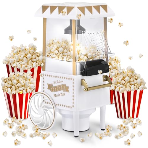 NK Palomitero Retro, Máquina de Palomitas de Maíz Eléctrica 1200W, Botón fácil de utilizar, Preparación listas en 2 minutos, Aire Caliente, Tamaño 0,3L, Portable, Ideal para Casa (Blanco) NK Palomitero Retro, Máquina de Palomitas de Maíz Eléctrica 1200W, Botón fácil de utilizar, Preparación listas en 2 minutos, Aire Caliente, Tamaño 0,3L, Portable, Ideal para Casa (Blanco)