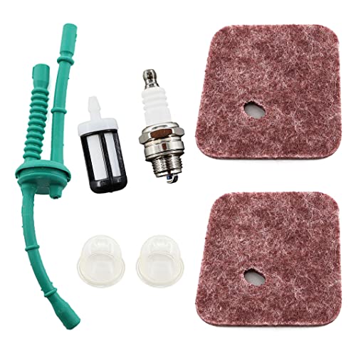 MCHNIC 2 filtri dell'aria con tubo benzina, filtro benzina, candela di accensione per Stihl FS 38 45 46 55 FS38 FS45 FS46 FS55 FS55C FS55R HL45 HS45 FC55 KM55 decespugliatore sostituisce 4140 124 2800
