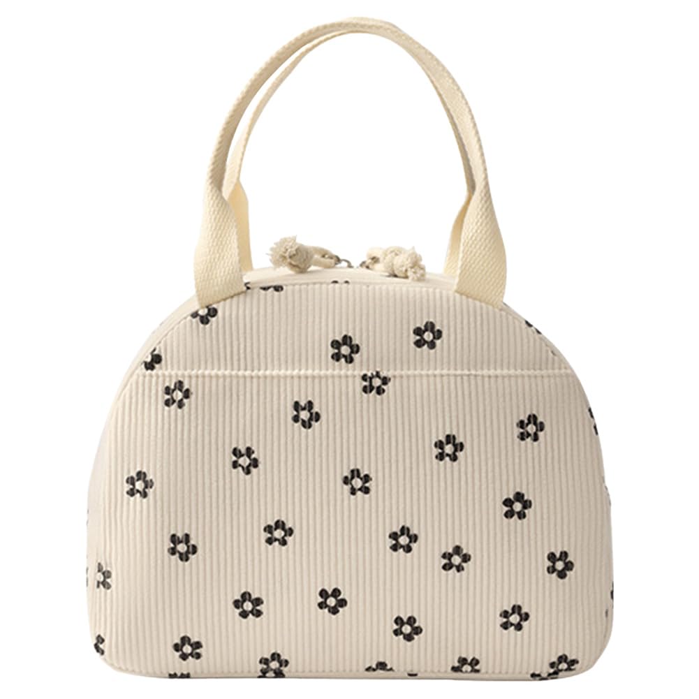 Cute Corduroy Lunch Tote Bags Reusable Insulated Lunch Box Large Capacity Reusable Insulated Cooler for Work or Picnic
