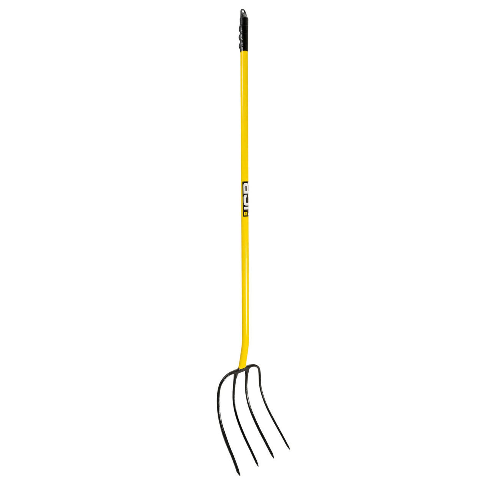 JCB 48" Professional Manure Fork Straight Handle Heavy-Duty Carbon Steel with Rubber Handle