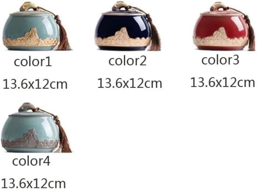 SONGCHAO Sugar Jar Embossed Handmade Tea Storage Jar Kitchen Sealed Storage Jar Ceramic Coffee Candy Jar Loose Tea Storage Container Tea Canister (Color : D)