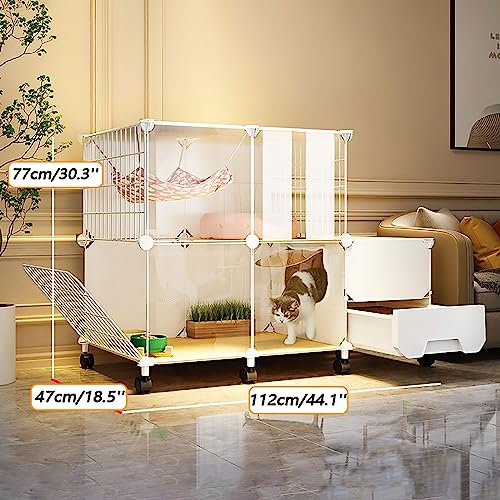 Cage d'intérieur semi-fermée en structure durable 112 x 77 cm HJMMWT - 5