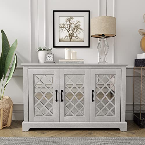 Galano Millicent 3-Door Buffet Cabinet for Living Room, Dusty Grey Oak