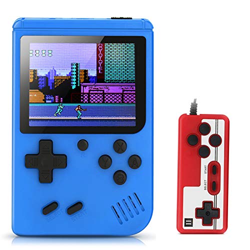 BLANDSTRS Handheld Game Console with 500 Classic FC Games, Retro Mini Game Player 1020mAh Rechargeable Battery Portable Game Console Support TV Connection & Two Players for Kids Adults, Blue
