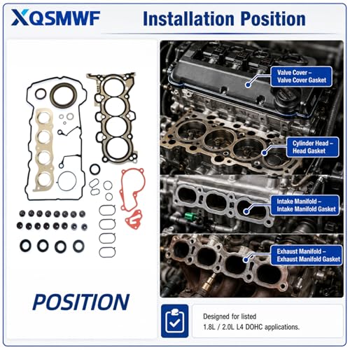 Image of XQSMWF Cylinder Engine Head Gasket Set Fit for Hyundai Elantra Coupe GT 2011-2020 Fit for Kia Forte Soul 1.8L /2.0L L4 2012 2013 2014 2015 2016 2017 2018# HGS193 HS26561PT ES71313 CPW13795
