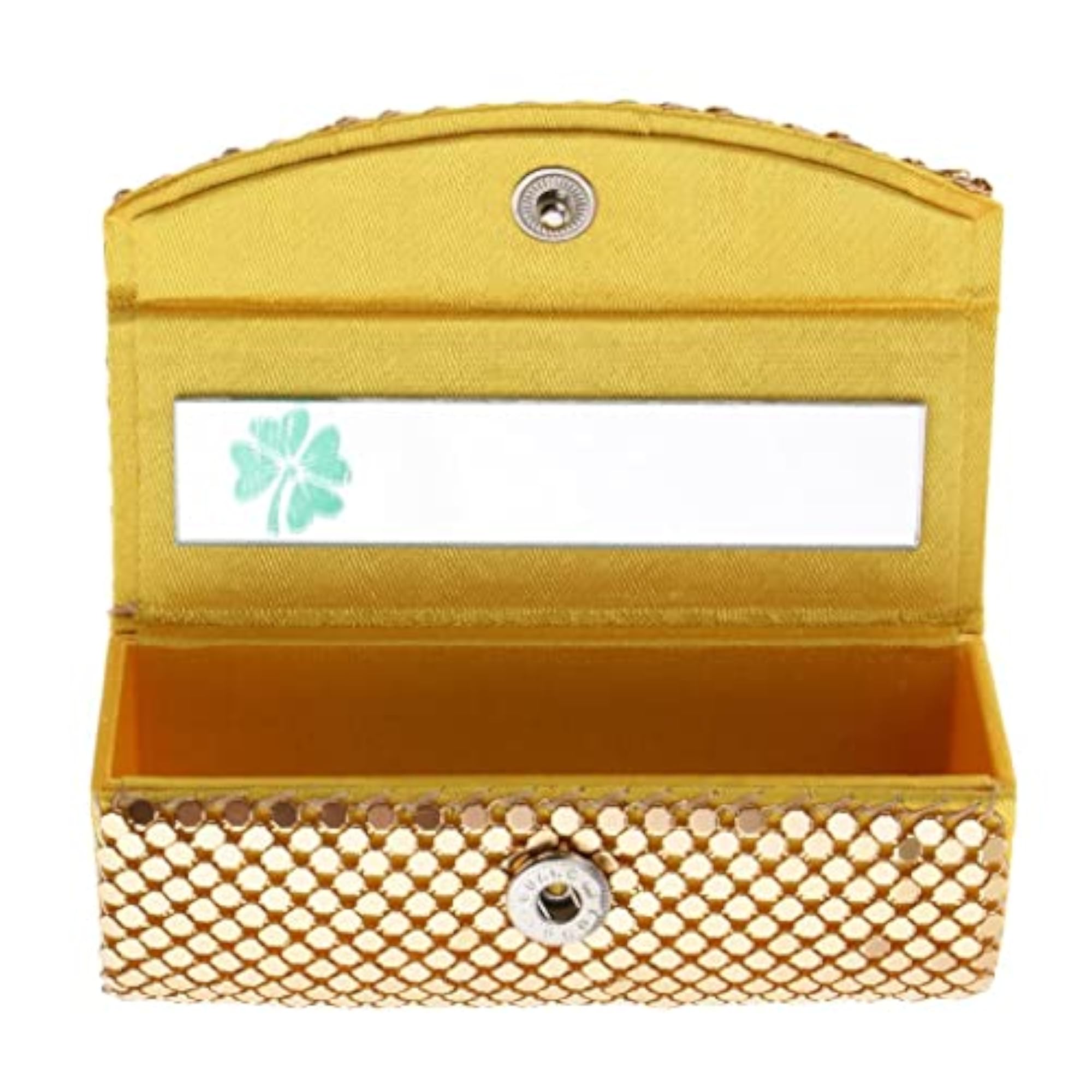 Lipstick Case Holder Organizer Bag with Mirror, Gold