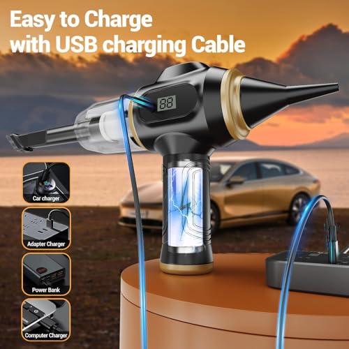 Image of Portable Car Vacuum Cordless Mini Handheld Vacuums Cleaner Rechargeable with LCD Display and Multi-Nozzles, High Power Hand held Cleaners for Car, Home, Office, Sofa, Pet Hair,Keyboard